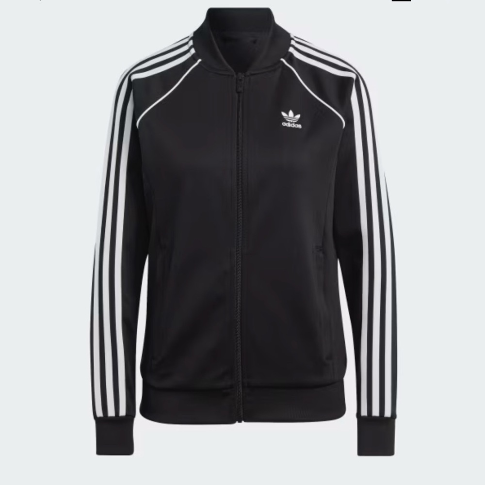 Adidas Black and White Bomber Jacket with Iconic Stripes